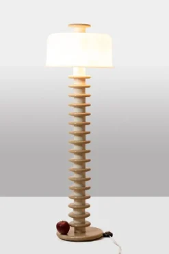 Pamono Floor Lamp in White and Beige Lacquered Wood by Ettore Sottsass, 1990s> Floor Lamps