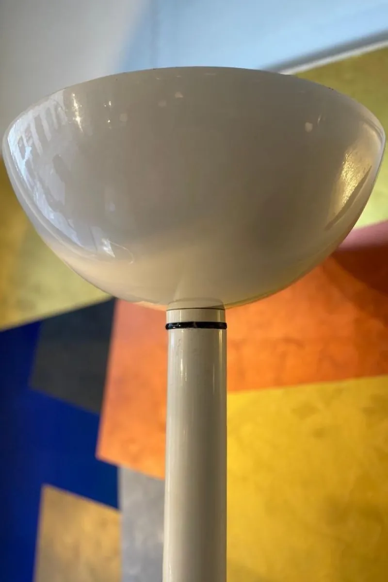 Pamono Floor Lamp in White Enameled Metal from Luce, 1970s> Floor Lamps