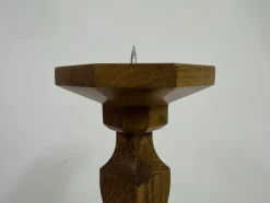 Pamono Floor-Standing Pricket Candleholder in Carved Oak, 1890s><noscript><img width=