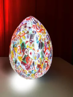 Online Pamono Floral Multicolor Murano Style Glass Egg Small Table Lamp from Simoeng