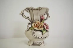 Pamono Floral Pitcher from Capodimonte, 1940s><noscript><img width=