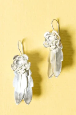 Online Pamono Floral Silver Earrings from Atelier Borgila, 1949, Set of 2