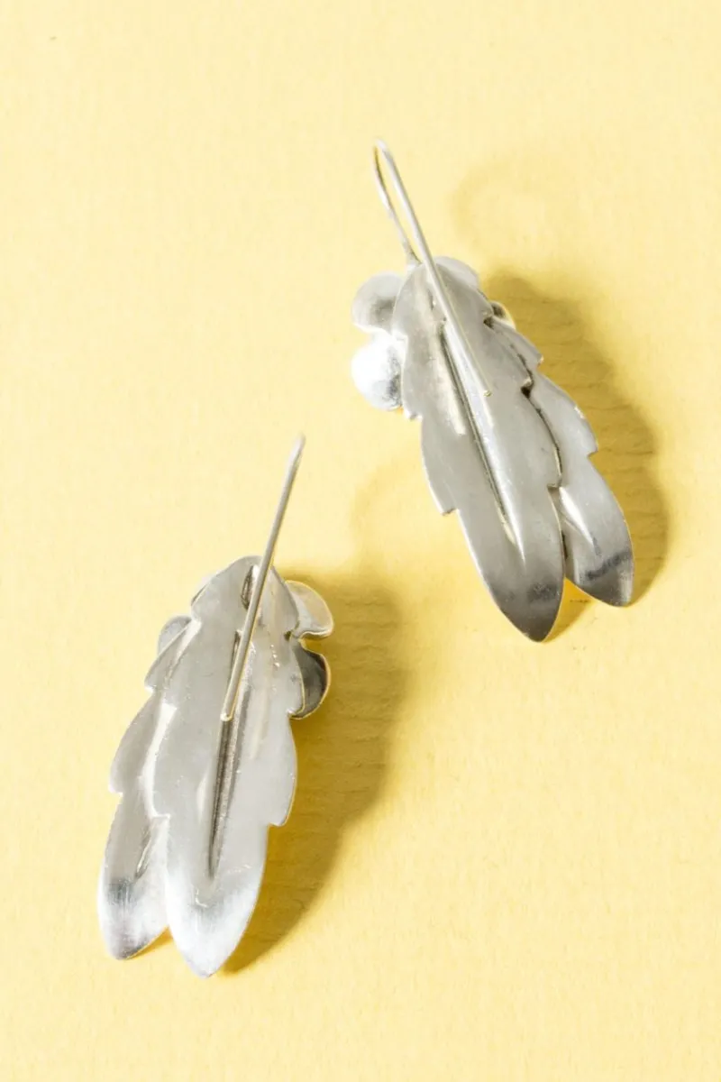 Online Pamono Floral Silver Earrings from Atelier Borgila, 1949, Set of 2