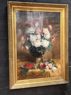 Pamono Floral Still Life, 1891, Large Oil on Canvas> Art Nouveau