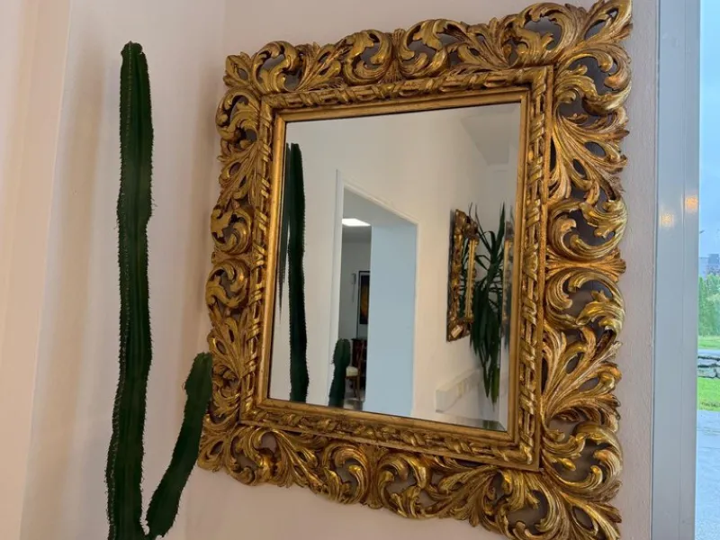Pamono Florentine Mirror with Acanthus Leaf Carving Wood, 1890s> Mirrors