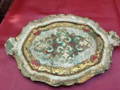 Pamono Florentine Wooden Tray, 1970s><noscript><img width=