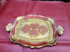 Pamono Florentine Wooden Tray, 1970s><noscript><img width=