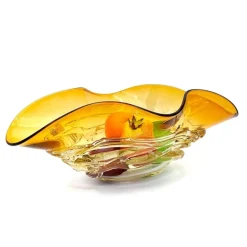 Pamono Flounder Centerpiece in Amber Murano Glass and Crystal with Gold Details from YourMurano><noscript><img width=