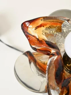 Best Pamono Flower Murano Glass Table Lamps in Chrome and Leather from Mazzega, 1970s, Set of 2