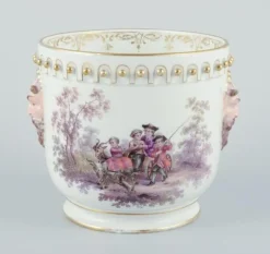 Pamono Flowerpot in Porcelain with Motif of Faun and Bucolic Scenes from Meissen> Planters And Jardiniere