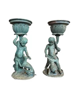 Outlet Pamono Flowerpots with Cherubs and Animals, 1970s, Set of 2
