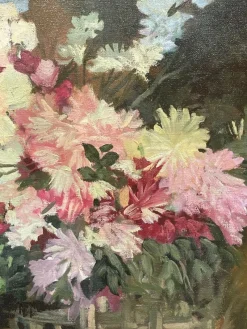 Hot Pamono Flowers, Oil Painting on Canvas, 20th Century