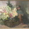 Pamono Flowers with Child, 20th Century, Oil Painting on Canvas> Painting