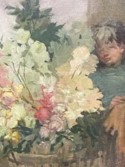 Pamono Flowers with Child, 20th Century, Oil Painting on Canvas><noscript><img width=