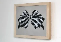 Pamono Fluffy Ribbon Painting Black & WHite Striped Bow, Minimal Elegant With Frame><noscript><img width=