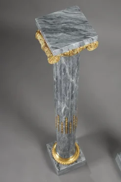 Pamono Fluted Marble Columns with Ionic Capitals, 1900, Set of 2><noscript><img width=