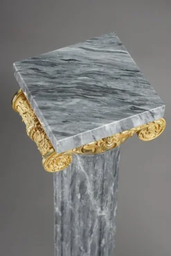 Pamono Fluted Marble Columns with Ionic Capitals, 1900, Set of 2><noscript><img width=