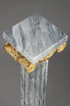 Pamono Fluted Marble Columns with Ionic Capitals, 1900, Set of 2><noscript><img width=