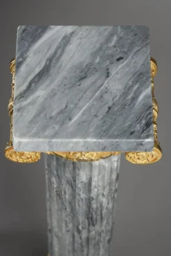 Pamono Fluted Marble Columns with Ionic Capitals, 1900, Set of 2><noscript><img width=
