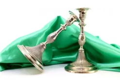 New Pamono Fluted Silver Candlesticks with Reliefs and Beaded Circular Bases, Set of 2