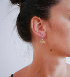 Pamono Fly Earrings in Rose Gold and Silver with Topazs and Diamonds, Set of 2><noscript><img width=