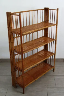 Pamono Folding Bamboo Shelf, 1950s><noscript><img width=