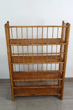 Pamono Folding Bamboo Shelf, 1950s><noscript><img width=