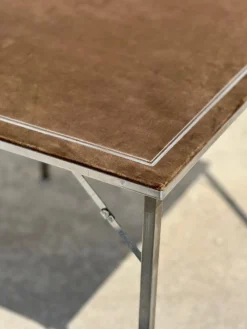 Clearance Pamono Folding Game Table in Steel and Velvet from Christian Dior, 1970s