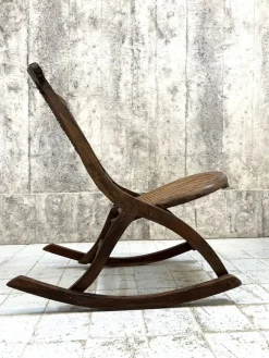 Pamono Folding Low Cane Rocking Chair><noscript><img width=