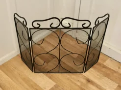 Pamono Folding Wrought Iron Fire Guard for Inglenook Fireplace, 1960s><noscript><img width=