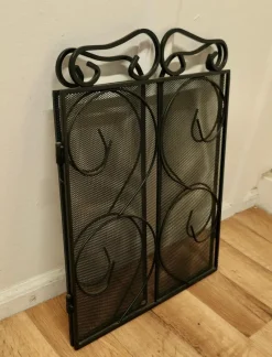 Pamono Folding Wrought Iron Fire Guard for Inglenook Fireplace, 1960s><noscript><img width=