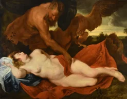 Best Pamono Follower of Anthoon Van Dyck, Jupiter & Nude Antiope, 1700, Oil on Canvas, Framed