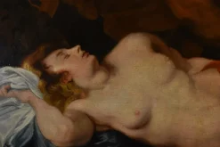 Best Pamono Follower of Anthoon Van Dyck, Jupiter & Nude Antiope, 1700, Oil on Canvas, Framed
