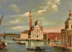 Pamono Follower of Canaletto, View of Venice, San Giorgio Maggiore, 19th Century, Oil on Canvas> Old Masters|Classical