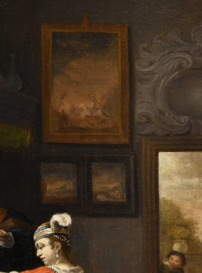 New Pamono Follower of Gabriel Metsu, Lute Player, 1720, Oil on Canvas, Framed