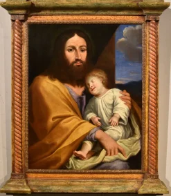 Outlet Pamono Follower of Giovan Battista Salvi, Baby Jesus, 1660, Oil on Canvas, Framed