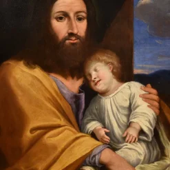 Outlet Pamono Follower of Giovan Battista Salvi, Baby Jesus, 1660, Oil on Canvas, Framed