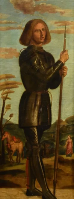 Discount Pamono Follower of Giovanni Battista Cima / Cima Da Conegliano, Saint George, 1650, Oil on Canvas, Framed