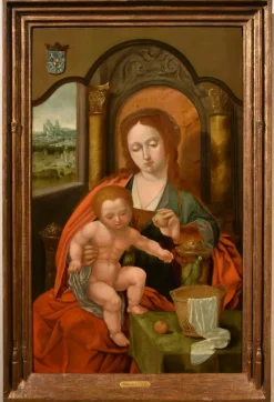 Pamono Follower of Maestro Del Pappagallo, Madonna, 1600, Oil on Board, Framed> Old Masters|Classical