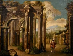 Pamono Follower of Niccolò Codazzi, Capricci Landscapes, 1700, Oil on Canvases, Framed, Set of 2><noscript><img width=