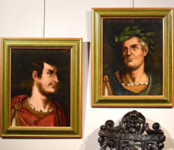 Online Pamono Follower of Tiziano Vecellio, Portraits of Julius Caesar & Octavian, 1700, Oil on Canvases, Framed, Set of 2