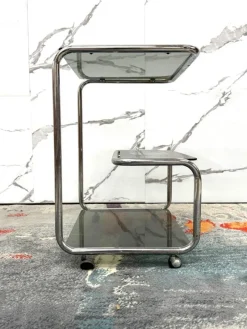 Pamono Food Trolley with Triple Shelf in Steel, 1970><noscript><img width=
