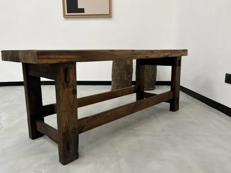 Pamono Former French Workbench in Oak, 1950s> Worktables & Workbenches