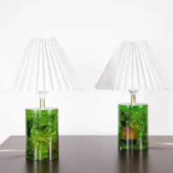 Pamono Fractal Resin Lamps, 1970s, Set of 2> Table Lamps