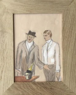 Clearance Pamono France Lambert, L'Addition, 1925, Signed Watercolor