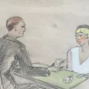 Pamono France Lambert, The Card Game, 1925, Signed Watercolor> Work On Paper