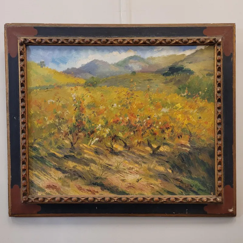Pamono Francesc d'Assis Planas Doria, Catalan School, Setembre, 20th Century, Oil on Canvas, Framed