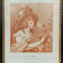 Sale Pamono Francesco Bartolozzi after Francis Wheatley, Autumn and Summer Portraits, 1780, Engravings, Framed, Set of 2