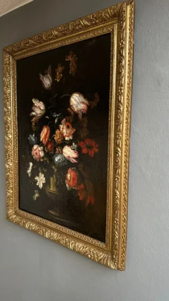 Pamono Francesco Caldei / Francecso Mantovano, Vase of Flowers, 1600s, Oil on Canvas, Framed><noscript><img width=