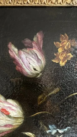 Pamono Francesco Caldei / Francecso Mantovano, Vase of Flowers, 1600s, Oil on Canvas, Framed><noscript><img width=